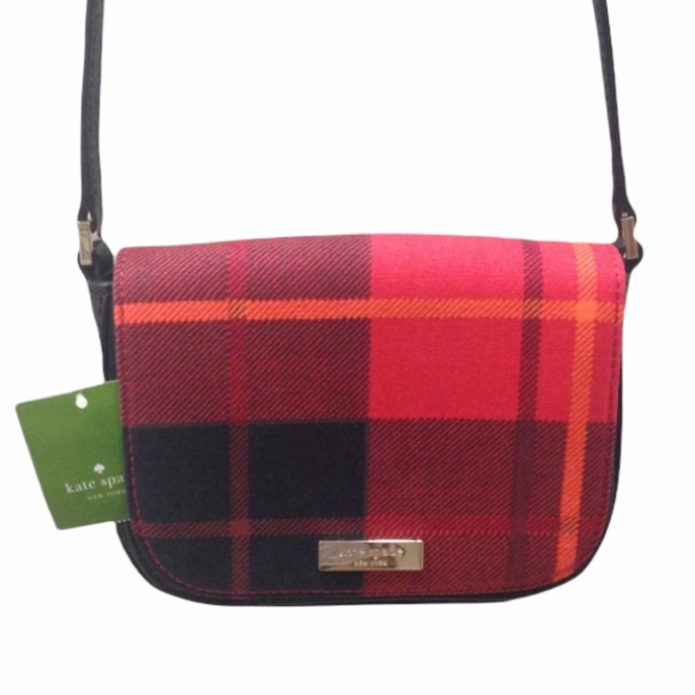 NWT Kate Spade Red Black Plaid Crossbody Purse Bag - Picture 11 of 11